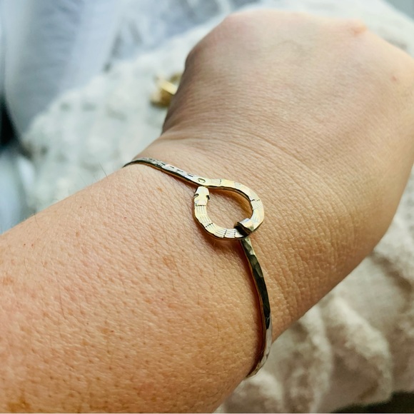 Bundle set of 3 gold silver bracelets costume jewelry Talbots swan hinged - Picture 2 of 10